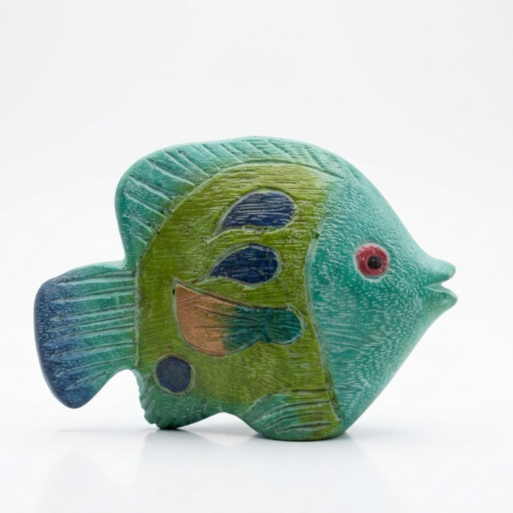 Vintage Mid-Century Hand-Carved Wooden Fish Figurine